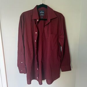 Stafford Burgundy Button-Up Shirt